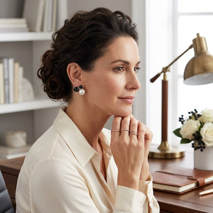 Anne Klein Gold-Tone Stone and Imitation Pearl Cluster Clip-On Stud Earrings by Vanessa Jane