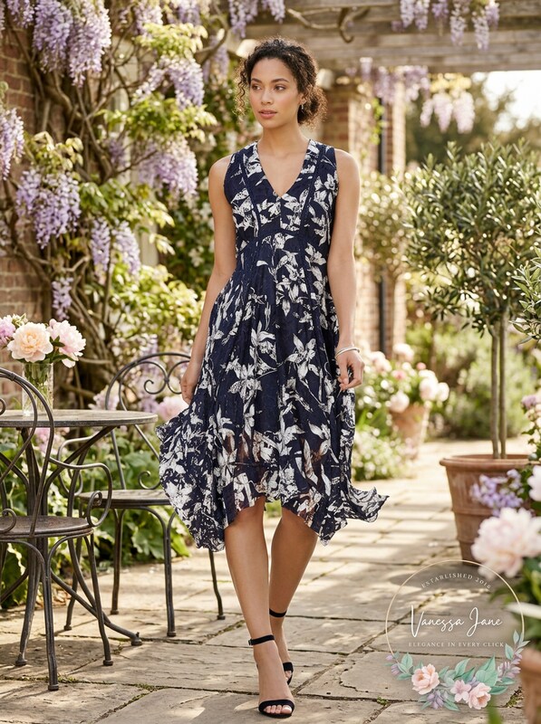 Taylor Women's Printed Lace Handkerchief-Hem Dress, Size 6 by Vanessa Jane