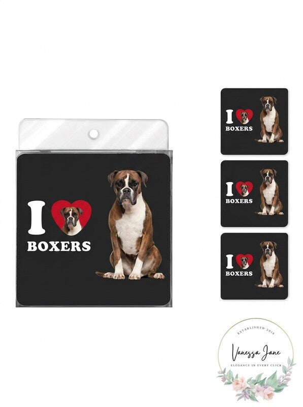 Tree-Free Greetings I Heart Boxers 4-Pack Artful Coasters Set by Vanessa Jane