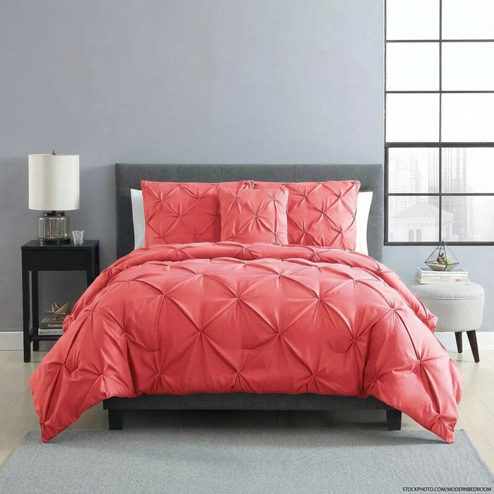 Vcny Home Carmen Pintuck 4 Piece Comforter Set, Queen Bedding by Vanessa Jane