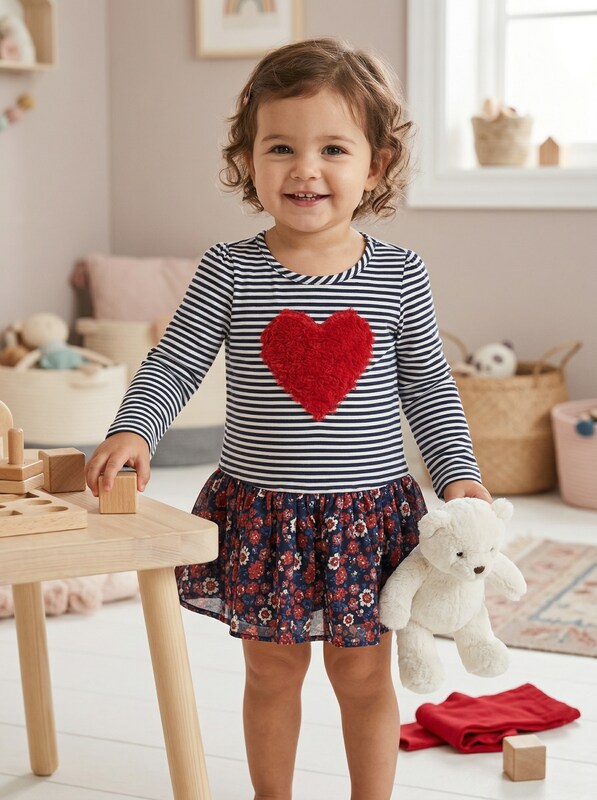 Kids Headquarters Little Girls Rosette Heart Top, Size 6X by Vanessa Jane