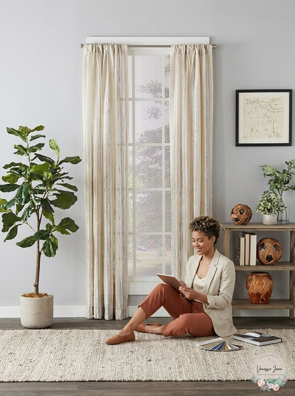 Saturday Knight Aiden Stripe Light-Filtering Rod Pocket Single Curtain Panel by Vanessa Jane