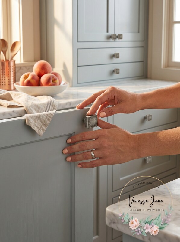 GlideRite 10-Pack 1-1/8 in. Weathered Nickel Square Cabinet Knobs by Vanessa Jane