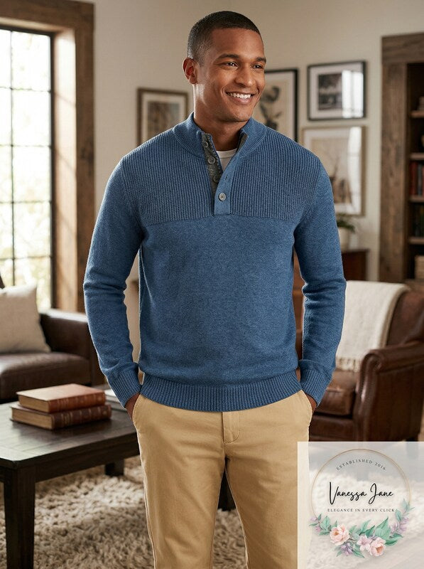 Club Room Mens Ribbed Four-Button Sweater, Size Large by Vanessa Jane