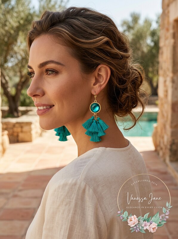 Inc Gold-Tone Stone and Tassel Drop Earrings by Vanessa Jane