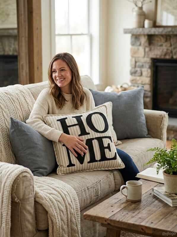 Lacourte Home Stripe Pillow -20x20/Black by Vanessa Jane