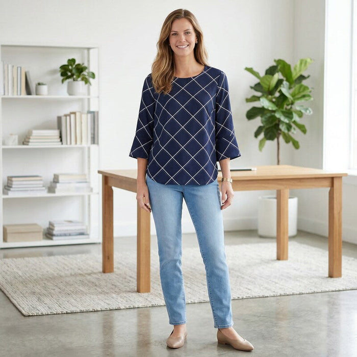 Charter Club Printed 3/4-Sleeve Blouse ,Size Large by Vanessa Jane