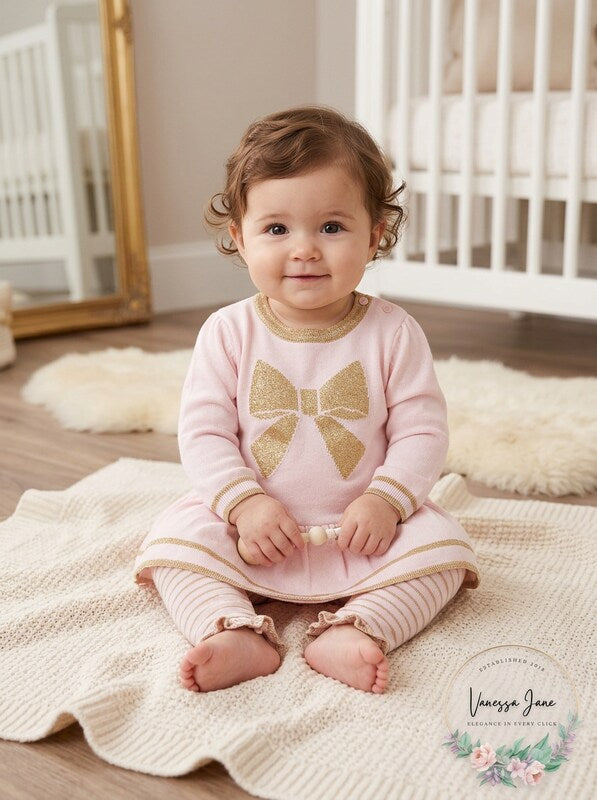 First Impressions Baby Girls Bow Sweater and Striped Tights, Size 12Months by Vanessa Jane