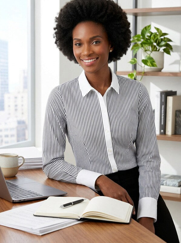 Charter Club Striped Contrast-Trim Shirt, Size 6 by Vanessa Jane