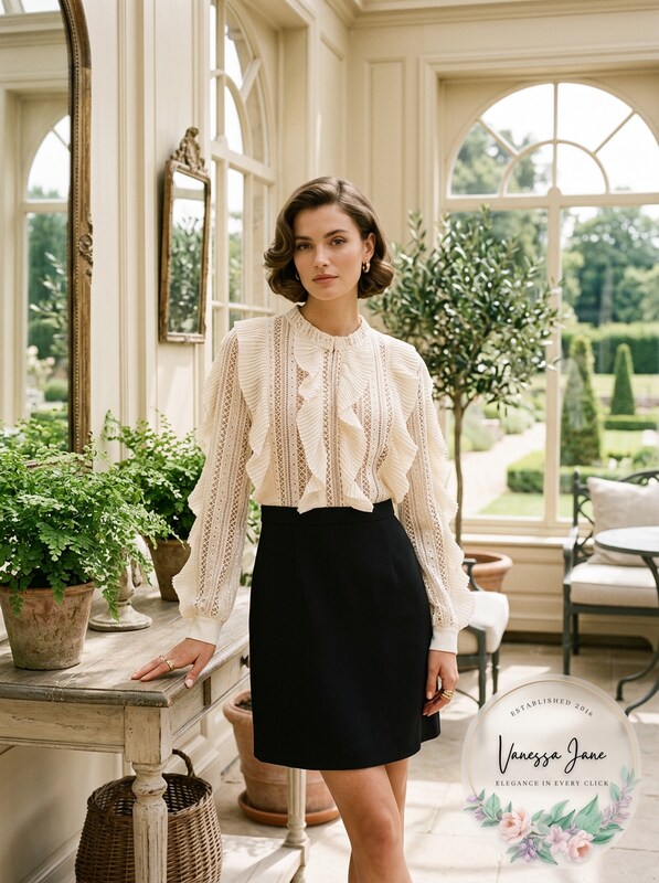 French Connection | Patricia Lace Jersey Dress | Cream/Black,Size 2/Black by Vanessa Jane