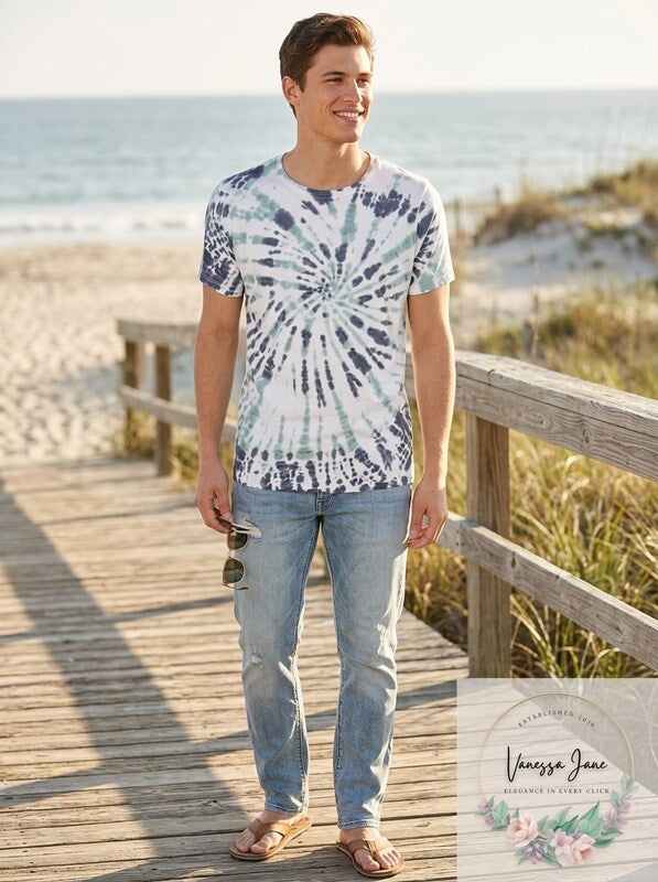 Guess Mens Spiral Tie-Dyed T-Shirt, Size XL by Vanessa Jane