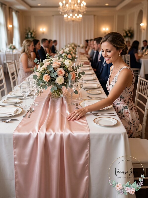 MDS Pack of 10 Wedding 12 x 108 Inch Satin Table Runner for Wedding Banquet Deco by Vanessa Jane
