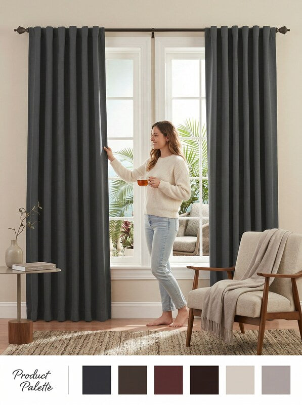Ellery Eclipse Fresno Blackout Window Curtain Panel Black, 52X95 by Vanessa Jane