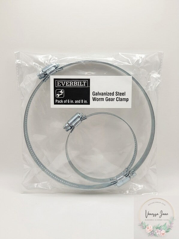 Everbilt Pack of 6 in, and 8 in. Galvanized Steel Worm Gear Clamp by Vanessa Jane