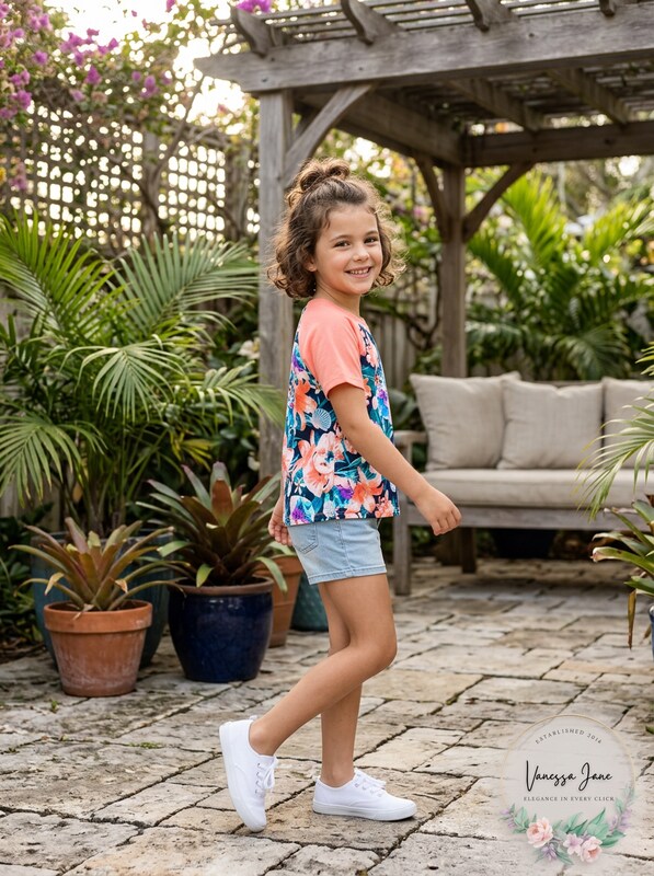 Ideology Little Girls Floral-Print Rash Guard Swimsuit Top, Size 6 by Vanessa Jane