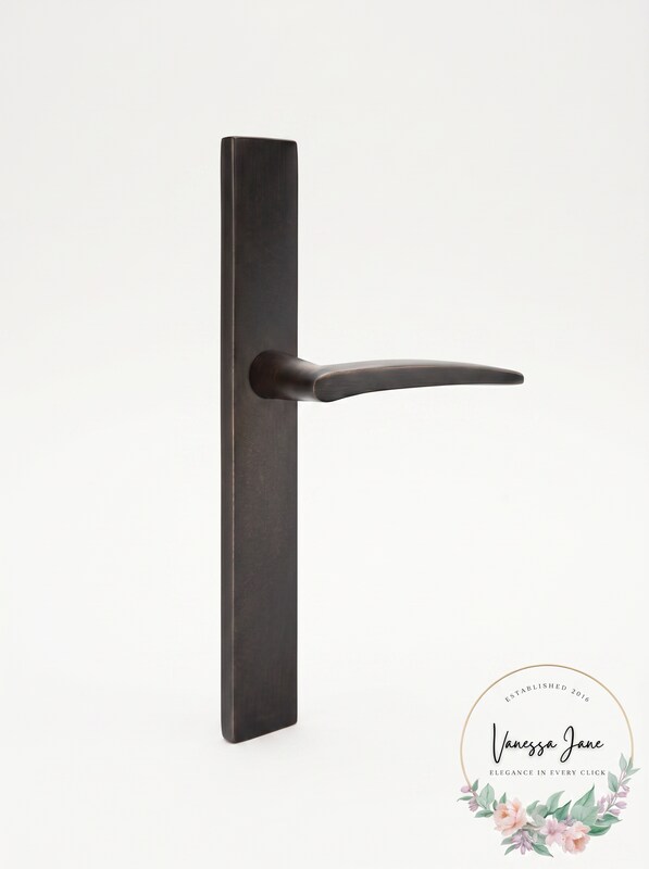Emtek Multipoint Non-Keyed Fixed Handle 2x10 Trim Set with Poseidon Levers by Vanessa Jane