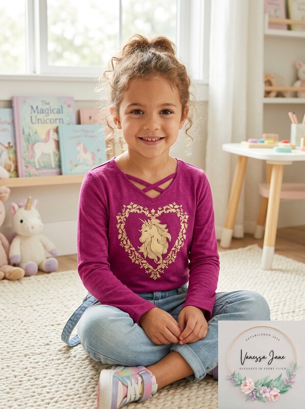 Epic Threads Big Girls Unicorn T-Shirt, Size Medium by Vanessa Jane