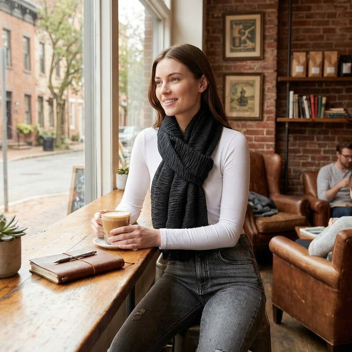 Echo Plisse Oblong Scarf by Vanessa Jane