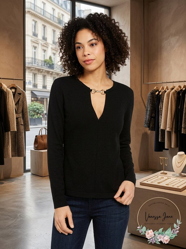 INC V-Neck Hardware Top, Size XS by Vanessa Jane
