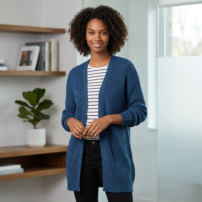Planet Gold Juniors' Chunky Lace-up Cardigan Dark Blue, Size Small by Vanessa Jane