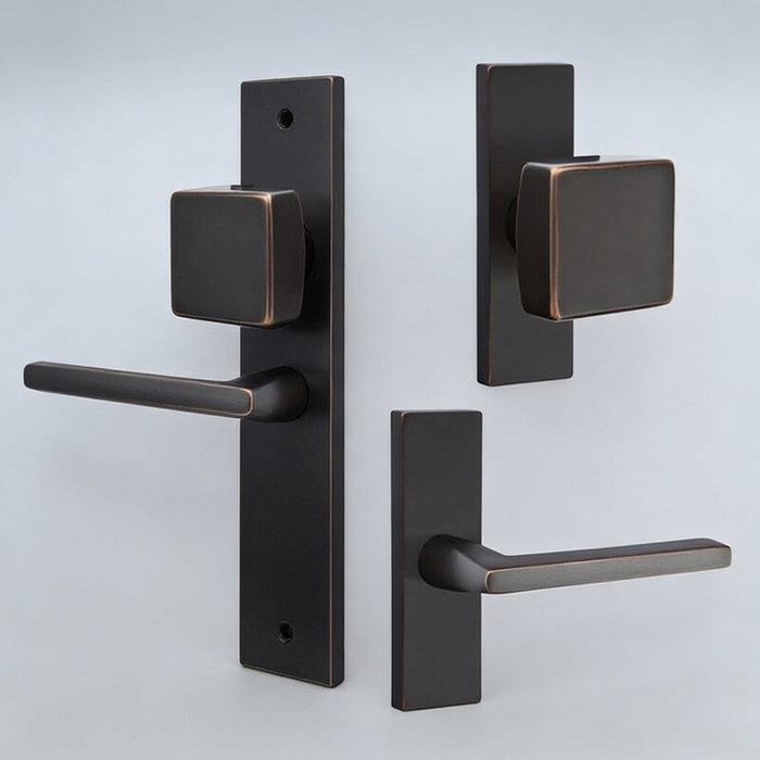 Emtek Dummy 10 in Mortise Set with Hercules Lever and Square Knob by Vanessa Jane