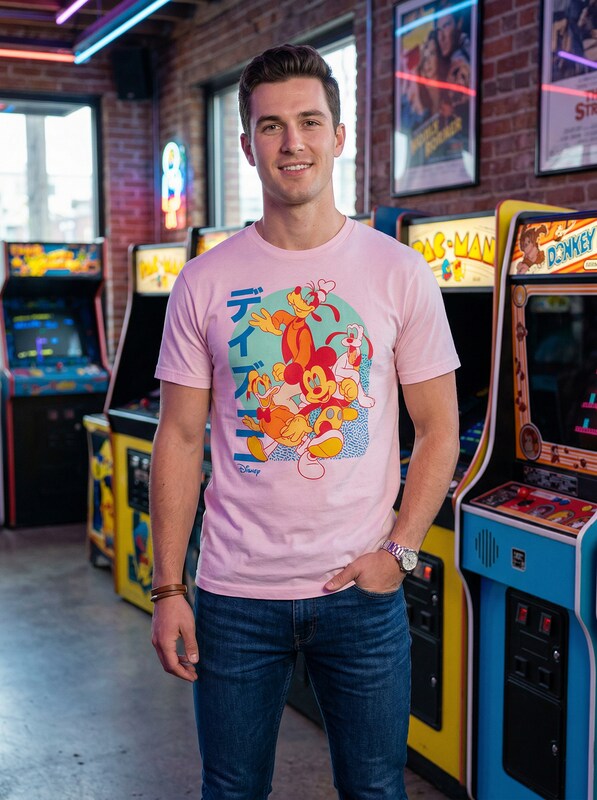 Disney the Group Mens Graphic Classic Fit T-Shirt - Soft Pink, Size Small by Vanessa Jane