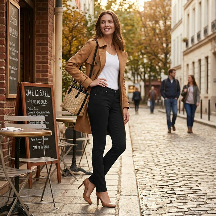Paige Transcend Verdugo Skyline Mid Rise Skinny Jeans in Black Shadow, Size 24 by Vanessa Jane