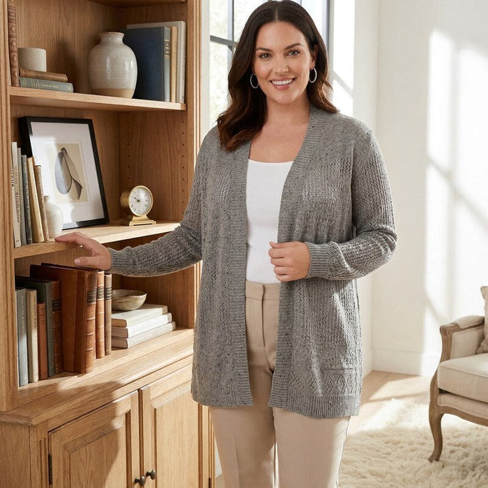 Belle by Belldini Plus Size Pointelle-Stitch Cardigan, Size 3X by Vanessa Jane