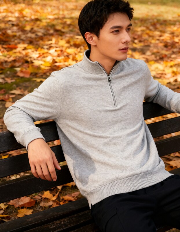 Dickies Mens Solid Jersey 1/4 Zip Mock, Light Grey Heather, Large by Vanessa Jane