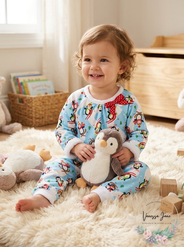 Youngland Baby Girls Faux Fur Holiday Sleep Set, Blue/White 18Months by Vanessa Jane