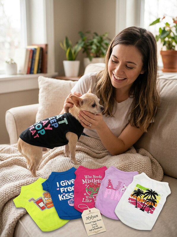 Hylyun Printed Puppy Shirt 6 Packs – Soft Breathable Pet T-Shirt, Size Xs by Vanessa Jane