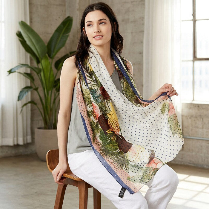 INC International Concepts Tropical Stripe Scarf Wrap & Cover-Up Pareo Peach by Vanessa Jane