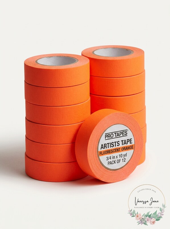 Pro Tapes Artists Tape Fluorescent Orange 3/4 in x 10 yd, Pack of 12 by Vanessa Jane