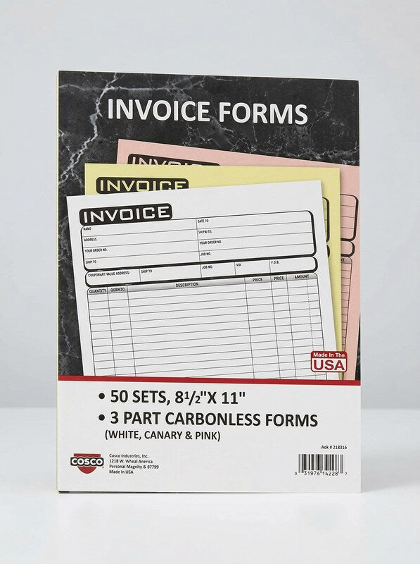 Cosco Business 3Part Carbonless Invoices Book 8.5X11-50 Sets per Book by Vanessa Jane