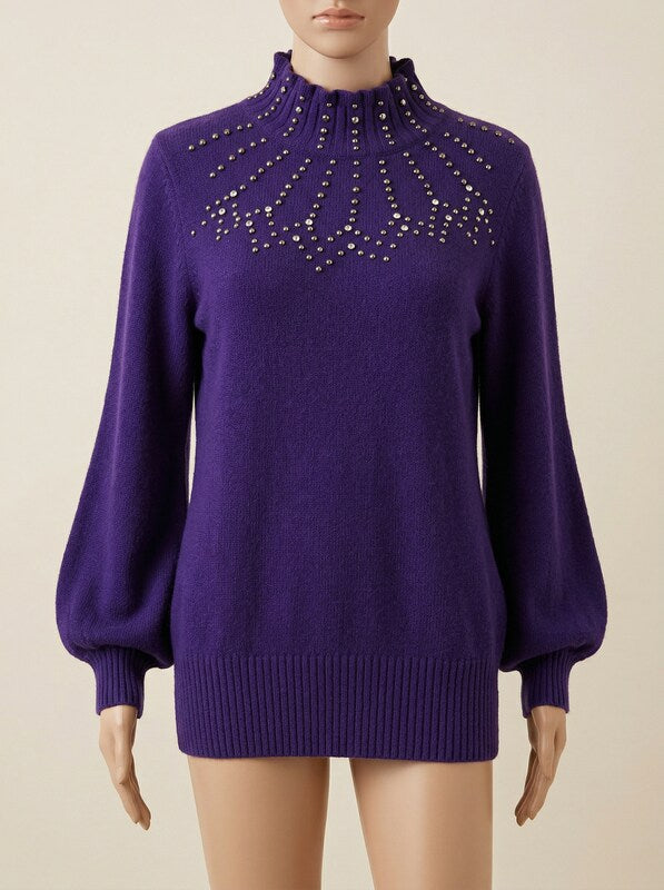 Alfani Women's Cotton Pointelle-detail Mock Neck Sweater,Size Large by Vanessa Jane