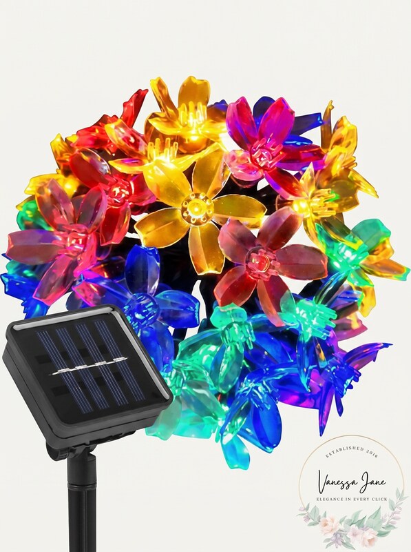 Lightsmax Outdoor 22 Ft. Solar Flower Mini Bulb 50 Led String Light Multi-Color by Vanessa Jane