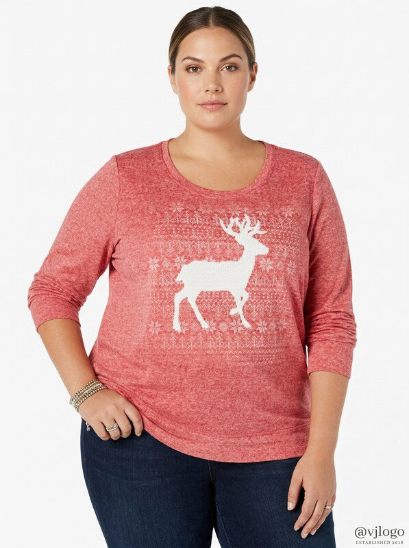 Style & Co Plus Size Reindeer Sweatshirt, Size 3X by Vanessa Jane