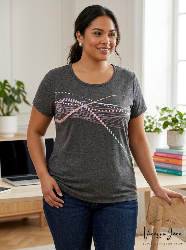 Ideology Womens Plus Lightweight Fitness T-Shirt, 2X by Vanessa Jane