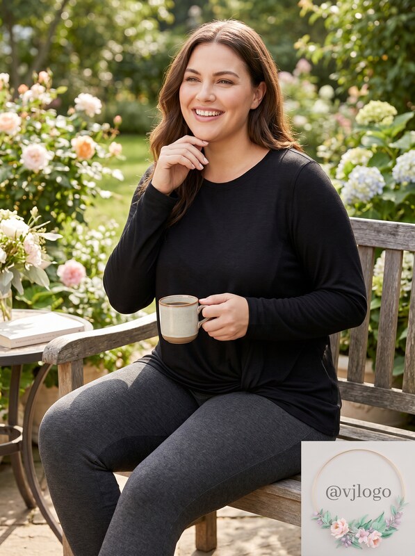 Ideology WomenS Plus Life on the Go Knotted Fitness Pullover Top, Black, 3X NEW by Vanessa Jane