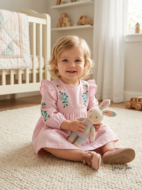 First Impressions Baby Girls Striped Floral-Embroidered Top, Size 18 Months by Vanessa Jane