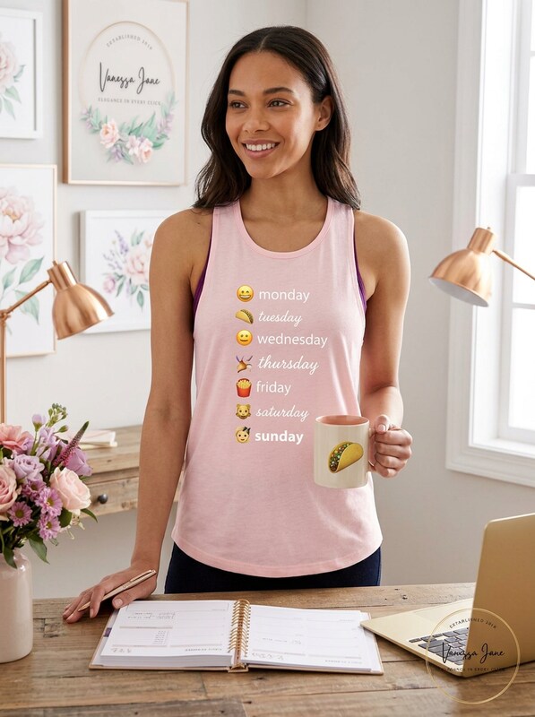 Freeze 24-7 Juniors Emoji Days Of The Week Graphic Tank Top, Size Small by Vanessa Jane