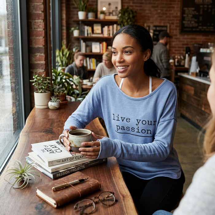 Ideology Women's Live Your Passion Strappy Back Long Sleeve T-shirt, Size 1X by Vanessa Jane