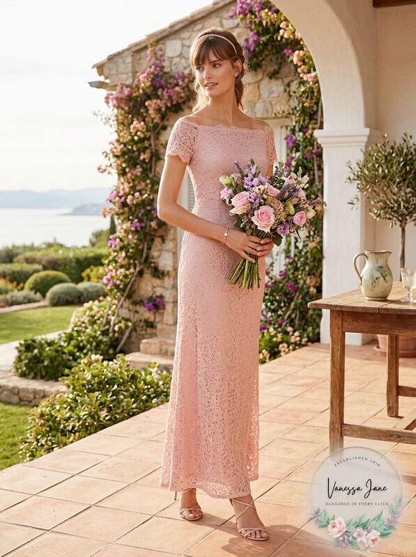 Adrianna Papell Off-the-Shoulder Lace Gown, Size 2 by Vanessa Jane