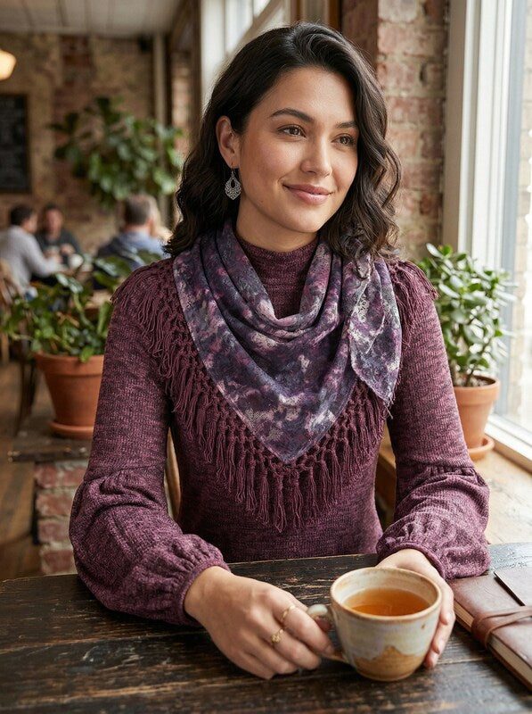 Style & Co Tassel-Trim Blouse with Removable Scarf, Size Small by Vanessa Jane