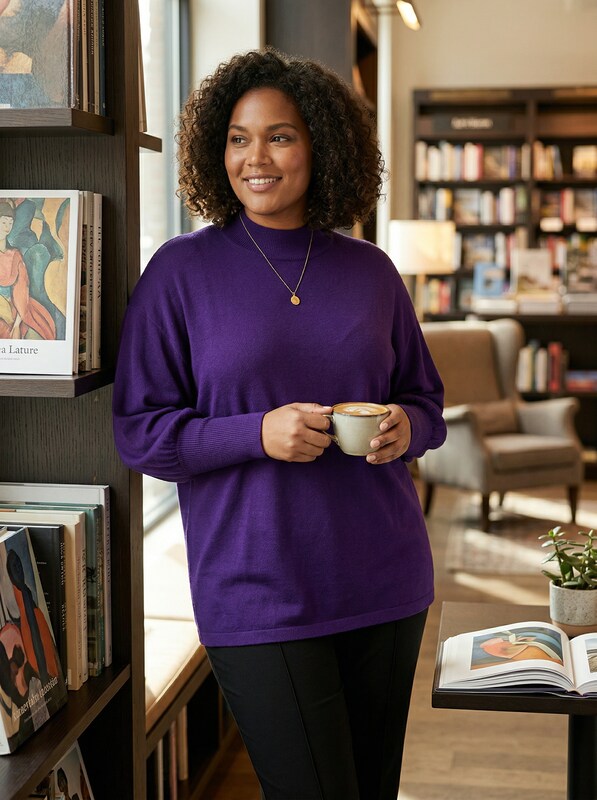 Lauren Ralph Lauren Purple Plus Size Dolman-Sleeve Modal Sweater Size 1X by Vanessa Jane