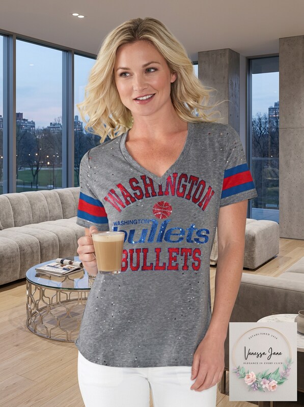 GIII For Her Womens Triple Play V-neck Tee Washington Bullets, Size XL by Vanessa Jane