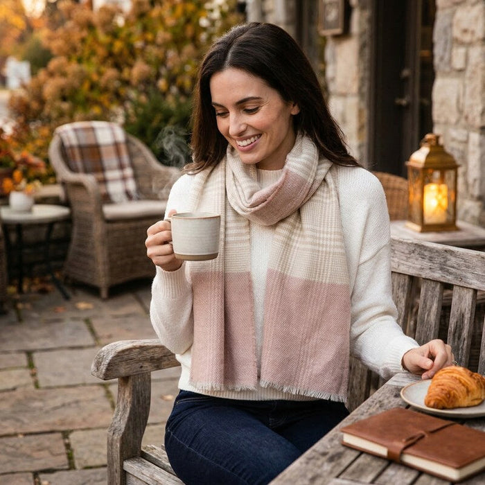 Inc Womens Plaid Colorblock Muffler Scarf Pink O/S by Vanessa Jane
