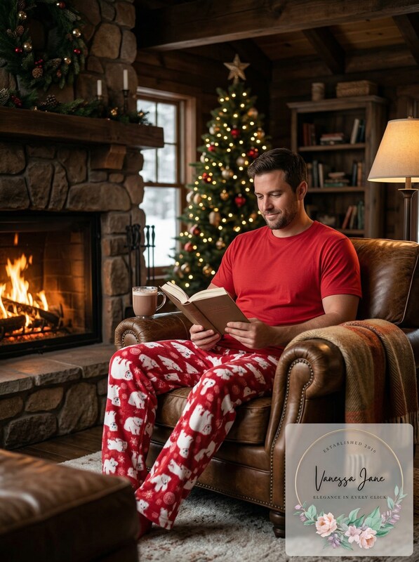 Karen Neuburger Men's Holiday PJ Set Bear Flakes, Red/ Large by Vanessa Jane