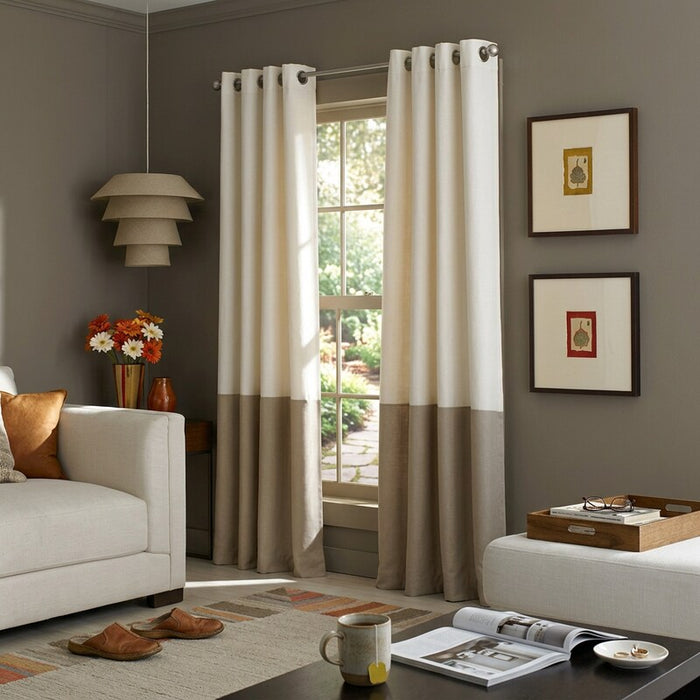 Curtainworks Kendall Color Block Grommet Curtain Panel 52 x 120 by Vanessa Jane