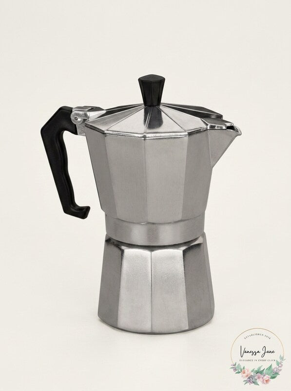COFFEEDDICTED Stovetop Espresso Maker 6 Cup Silver by Vanessa Jane